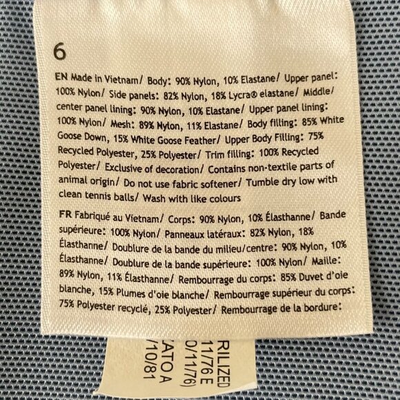 Lululemon Down For It All White Goose Down Fill Full Zip Running Vest Blue Sz 6 - Picture 10 of 15